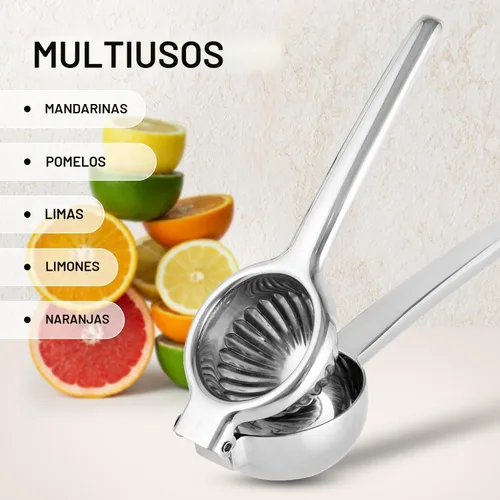 Miniatura 5 de Exprimidor de limón de acero inoxidable con cuenco exprimidor de metal sólido resistente de alta calidad, exprimidor manual grande de cítricos