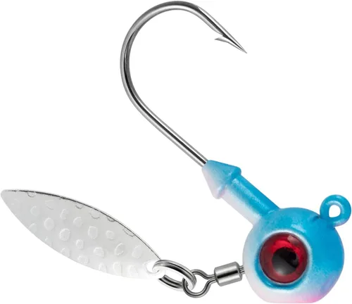 Miniatura 11 de Dr.Fish Paquete de 10 plantillas de pesca de cangrejo de pie de pie, cabezas redondas, señuelo de pesca pintado, hoja giratoria, lubina, trucha