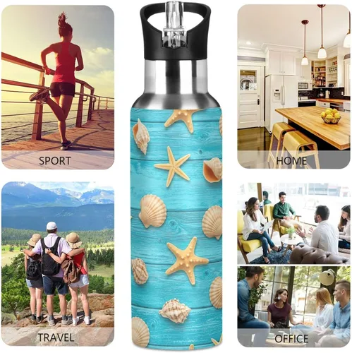 Miniatura 5 de Seashells Stainless Steel Water Bottle 32 Oz, BPA-Free Sport Water Bottle Insulated Leakproof Water Bottles