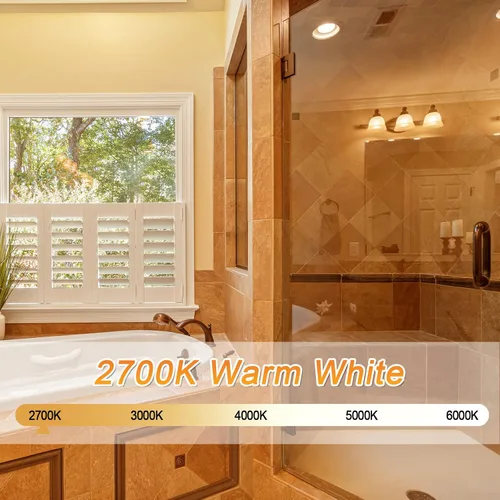 Miniatura 4 de Paquete de 4 bombillas de baño de color blanco cálido, equivalente a 60 vatios, base media E26, bombillas LED G25 para tocador de baño, bombilla