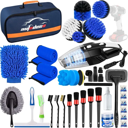 Miniatura 11 de Juego de 30 cepillos para detalles de coche, kit de detalles de coche, juego de cepillos de taladro para detalles de coche, cepillos de detalles