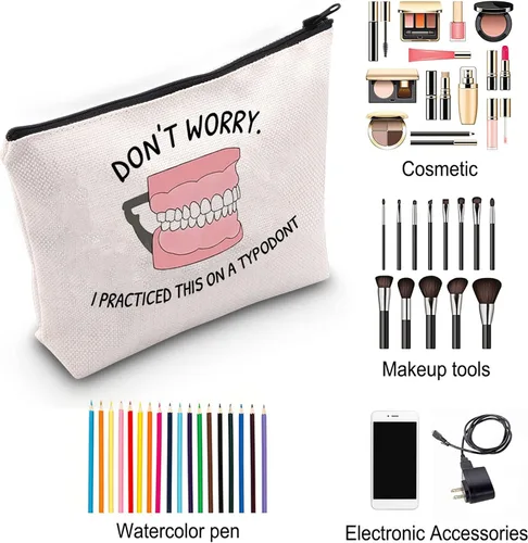 Miniatura 5 de ZJXHPO Kit de supervivencia para dentistas - Bolsa de maquillaje y artículos de tocador para higienista dental para mujer, Typodont, No