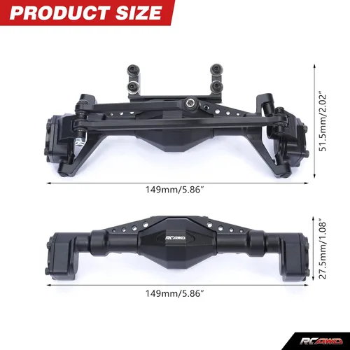 Miniatura 4 de RCAWD Para 1/18 Axial UTB18 Capra Trail Buggy Crawlers Upgrades, eje trasero y de dirección ensamblado y carcasa del eje delantero y trasero sin