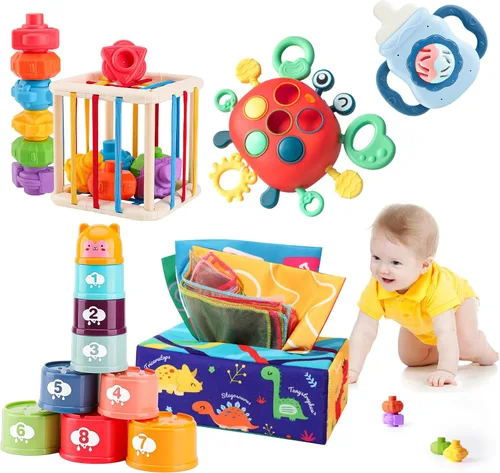 YOOYID Juguetes para bebés 5 en 1 de 6 a 12 a 18 meses, juguete Montessori para bebés de 6 a 12 meses, regalos para 1 año de edad, juguetes