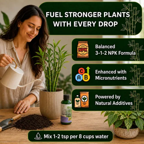 Miniatura 2 de Fertilizante líquido profesional para bambú de la suerte Concentrado 3-1-2 para plantas con flores Mezcla multiusos y suministros de jardinería