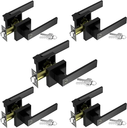 Miniatura 15 de Manijas de Puerta para Interiores, Pomos de Puerta Interiores, Manija de Puerta Negra con Palanca Reversible, Juegos de Cerraduras de Puerta
