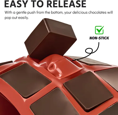 Miniatura 4 de Puyeipt Paquete de 2 moldes cuadrados de silicona para chocolate, moldes de caramelo de 40 cavidades, mini moldes para cubitos de hielo
