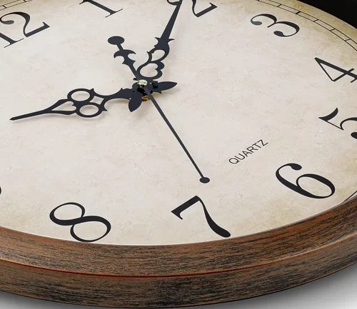 Miniatura 3 de Bernhard Products Reloj de pared marrón vintage, silencioso, sin tictac, de 16 pulgadas, extra grande, de cuarzo, funciona con pilas, redondo
