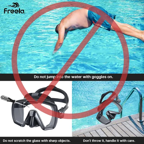 Miniatura 7 de Freela Adult Swim Goggles Mask for Adult with Nose Cover, Tempered Glass Anti Fog Waterproof 180° Clear Wide View Men Women