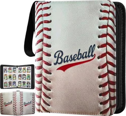 Miniatura 7 de Carpeta de tarjetas de béisbol de 440 bolsillos, 55 fundas pequeñas de béisbol, carpeta de béisbol de 3 anillos con cremallera, 4 bolsillos