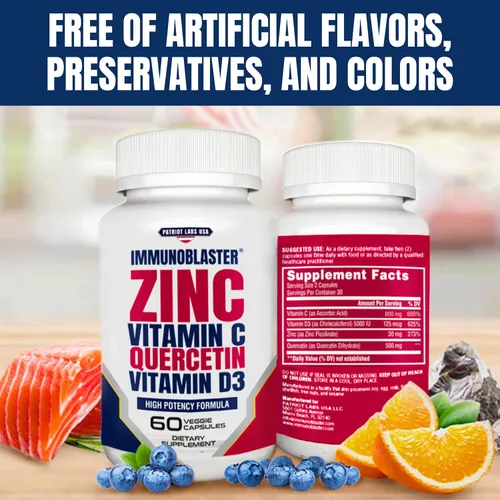 Miniatura 5 de Quercetina de zinc, vitamina C, 800 mg con vitamina D3, antioxidante, apoyo inmunológico, suplemento de quercetina de zinc de alta potencia