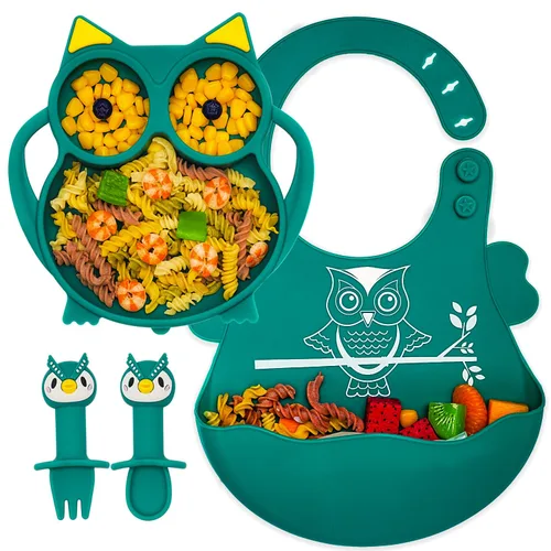 Miniatura 7 de Juego de alimentación de silicona para bebés, suministros de destete para bebés, juego de platos y cuencos de succión de silicona para bebés, plato