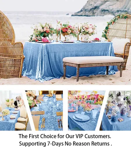 Miniatura 5 de ShiDianYi Mantel de lentejuelas color azul bebé, de 50 x 72 pulgadas, mantel rectangular de lentejuelas para decoración de boda - 200111E