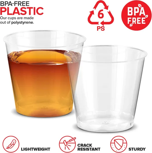 Miniatura 3 de Stock Your Home Paquete de 100 vasos de chupito de plástico (1 onza), vasos desechables transparentes para chupitos de gelatina, degustación