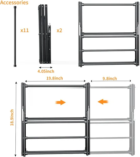 Miniatura 7 de Tendedero de ropa para el hogar, para interiores, plegable, para lavandería, 40 x 28.8 x 14.2 pulgadas, ahorro de espacio en interiores y Negro