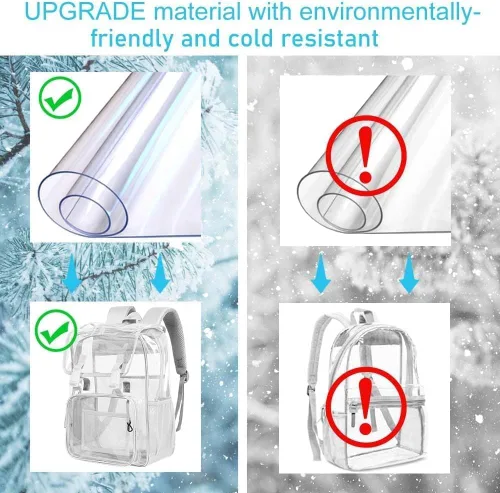 Miniatura 45 de Mochila transparente, aprobada por el estadio, para niñas y niños, mochila transparente de PVC resistente para mujeres y hombres