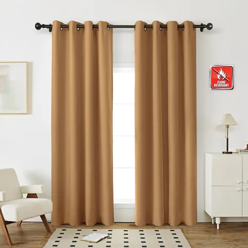 Miniatura 12 de Fcosie Cortinas opacas ignífugas para oscurecer la habitación, 72 pulgadas de ancho por 102 pulgadas de largo, cortina opaca resistente al fuego