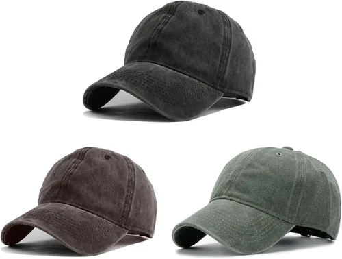 Miniatura 17 de HH HOFNEN Gorra de béisbol de algodón de sarga lavada y desgastada, vintage, ajustable, para hombre y mujer