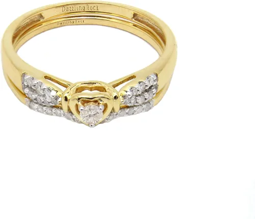 Miniatura 3 de Dazzlingrock Collection Anillo de compromiso nupcial en forma de corazón de oro de 10 quilates con diamantes de 0.25 quilates (ctw) 14 CT