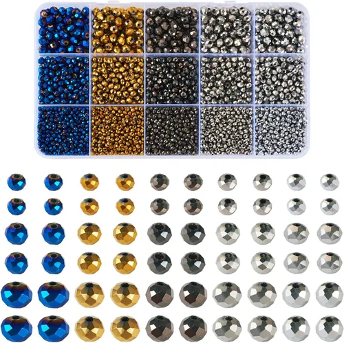 Miniatura 9 de Craftdady Cuentas de cristal facetado para Halloween, 1032 cuentas de cristal para manualidades, cuentas sueltas de otoño para manualidades, aretes