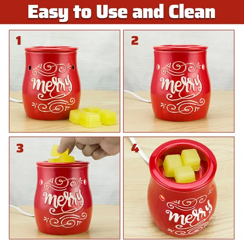 Miniatura 8 de STAR MOON - Calentador de cerámica eléctrico para derretir cera, quemador de cera aromatizante, cubos de cera perfumados, sin llama, sin humo, sin