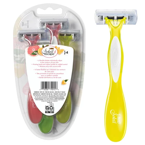 Miniatura 2 de BIC Soleil 4 Escape - Maquinillas de afeitar desechables para mujer, 4 cuchillas, afeitado cómodo, mango con aroma cítrico para mujer, 4