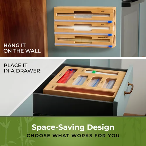 Miniatura 6 de Organizador de cajones de cocina, organizador de bolsas de almacenamiento de sándwiches 9 en 1 y dispensador de papel de aluminio, se adapta a un