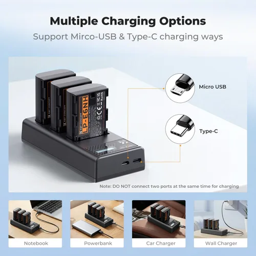 Miniatura 5 de K&F CONCEPT Paquete de 3 baterías LP-E6NH y cargador de triple ranura compatible con Canon EOS R7, R6, R5, R, 6D Mark II, 5D Mark IV, 5D Mark III