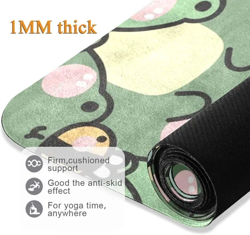 Miniatura 5 de Cute Chubby Frog Yoga Mat, 71 x 26 Inch Non-slip Yoga Mats Folding Travel Exercise Mat Indoor Outdoor Gym Pilates with Storage Bag for Women Men
