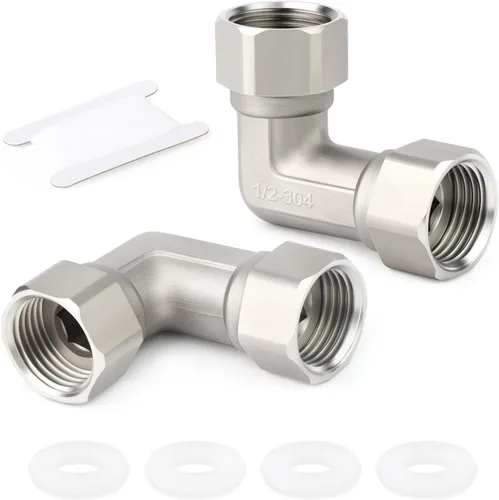 Miniatura 13 de TAISHER 2PCS Conectores en T Flexibles Móviles de 3 Vías Derecha de Acero Inoxidable 304, Macho de 1/2" para Rociador, Válvula Angular, Brazo