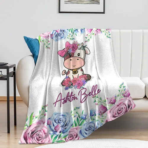 Miniatura 50 de Artsadd Manta de bebé personalizada para niños y niñas con nombre, manta personalizada con nombre de bebé con patrón de unicornio, manta