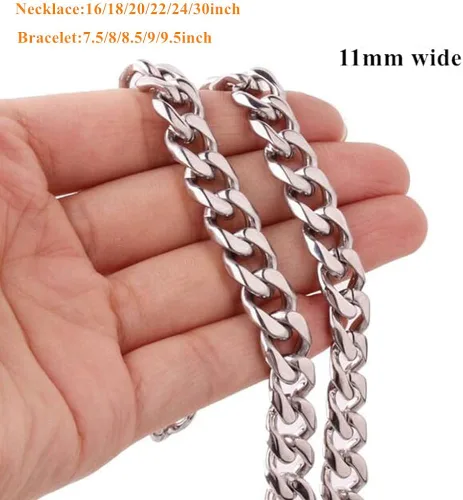 Miniatura 2 de WXP Collar y pulsera de cadena de eslabones cubanos de acero inoxidable para hombres y niños gargantilla hip hop joyería de 0433in0591in0748in 75