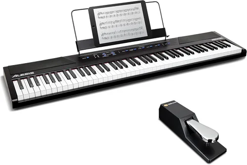 Miniatura 9 de Alesis Recital - Teclado de piano digital de 88 teclas con teclas semipesadas, 5 voces, lecciones de piano y auriculares de piano M-Audio HDH40