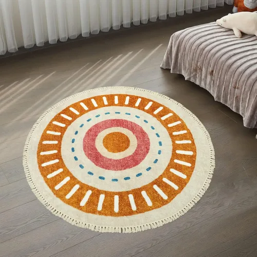 Miniatura 13 de Lukinbox Alfombra bohemia para sala de estar, 3 x 5 pies, lavable a máquina, alfombra de dormitorio, súper suave, antideslizante, color naranja