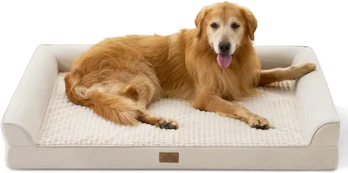 Miniatura 10 de COZY KISS Camas ortopédicas para perros de tamaño grande, sofá XL para mascotas con forro impermeable, sofá de espuma para mascotas de hasta 100 Gris