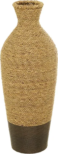 Deco 79 Seagrass - Jarrón decorativo hecho a mano para centro de mesa, jarrón para decoración del hogar, 10 x 10 x 28 pulgadas, color marrón