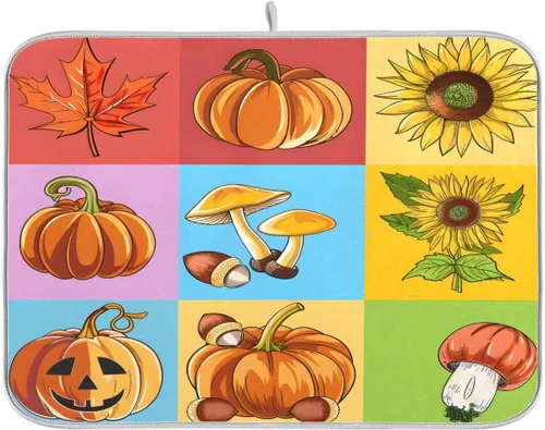Miniatura 14 de Tapete de secado de platos, girasoles en madera, tapete de secado reversible absorbente de flores, tapete de secado de platos, tapete para secar