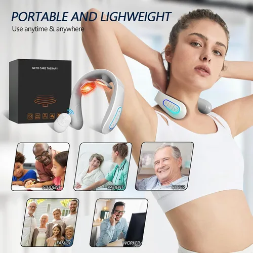 Miniatura 7 de Masajeador de cuello para aliviar el dolor con calor, portátil, pulso eléctrico, tejido profundo, punto de activación, masajeador cervical