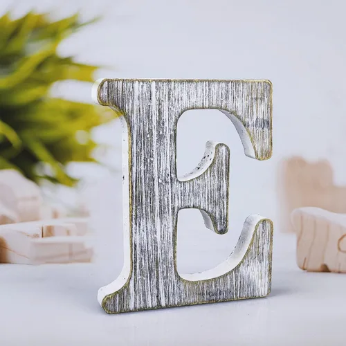 Miniatura 9 de Letras de madera rústica sin terminar de 4 pulgadas para decoración de pared, letras decorativas de pie en rodajas, decoración de tablero