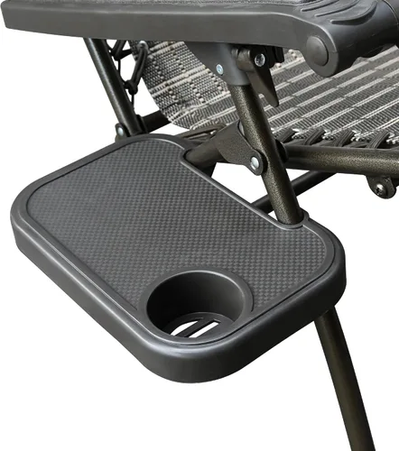 Miniatura 5 de Jeco Silla de gravedad cero de gran tamaño con sombrilla y bandeja para bebidas, color negro y marrón