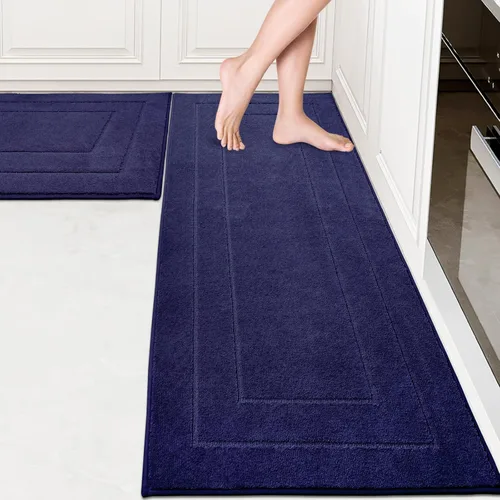 Miniatura 36 de PURRUGS Juego de 2 alfombras de cocina lavables a máquina (24 x 35.5 + 24 x 59 pulgadas), alfombras de pasillo de cocina antideslizantes y Marrón