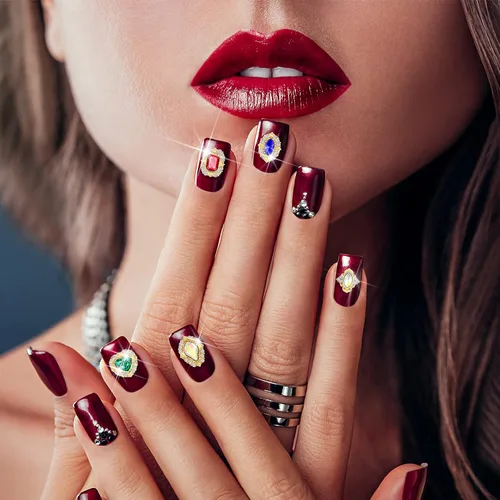 Miniatura 3 de Maitys 35 piezas de diamantes de imitación 3D de lujo para arte de uñas, dijes dorados para uñas con caja de almacenamiento, cristales