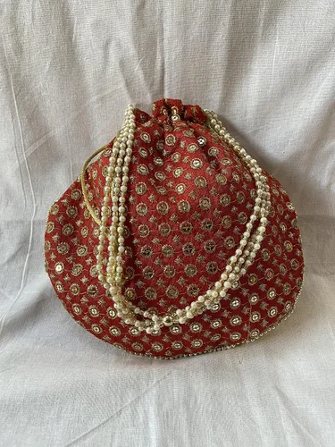 Miniatura 2 de Bolso de mano con asa de perlas de Batwa, diseño étnico indio, para mujer