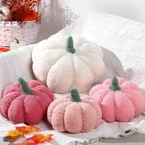 Miniatura 11 de Kajaia 4 almohadas de otoño decorativas de calabaza de Acción de Gracias, almohada de otoño de 11 pulgadas, 7 pulgadas, cojín 3D de Acción de Blanco