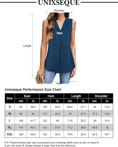 Miniatura 6 de Unixseque Blusa casual sin mangas con cuello en V para mujer, blusas de verano para oficina y trabajo