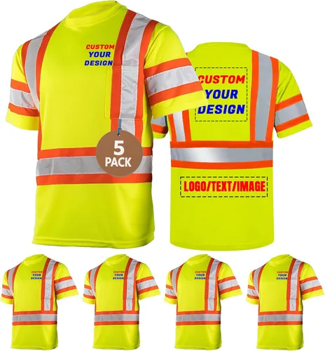 Miniatura 18 de BeautyWill Camisa de seguridad con logotipo personalizado Hi Vis Class2 Camisa reflectante de alta visibilidad con bolsillo Camisa de trabajo