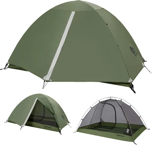 Miniatura 10 de Tienda de campaña para mochilero de 1/2 persona para camping, tienda de campaña ultraligera e impermeable, tienda de campaña compacta fácil
