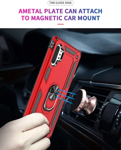 Miniatura 4 de Carcasa de grado militar para Samsung Galaxy Note 10 Plus 5G, anillo giratorio de metal, soporte magnético para montaje en coche, funda a prueba