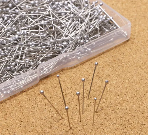 Miniatura 5 de Shapenty Alfileres de acolchado rectos de acero inoxidable de 1.024 in/1 pulgada, alfileres de cabeza de bola de satén fino para manualidades