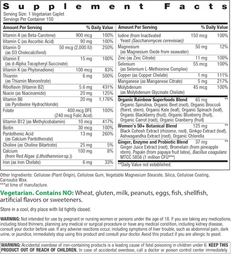 Miniatura 2 de Rainbow Light Multivitamínico para Mujeres 50+, Vitamina C, D y Zinc, Probióticos, Women's One 50+ Multivitamínico Proporciona Apoyo Inmunológico